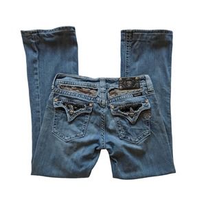 Miss Me Embellished Embroidered Boot Cut Flap Pocket Jeans Size 29